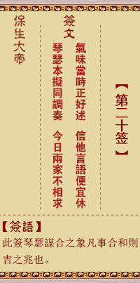 保生大帝灵签 第20签:气、【用临卦】